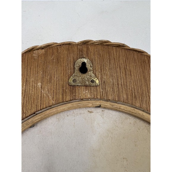 Vintage Wicker Rattan Mirror Arched Wall Hanging Boho Decor Natural 16x14in MCM - Picture 3 of 7